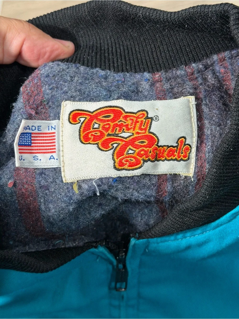Vintage 90's Comfy Casuals Ski Jacket Turquoise Bomber Aztec Made In USA Large